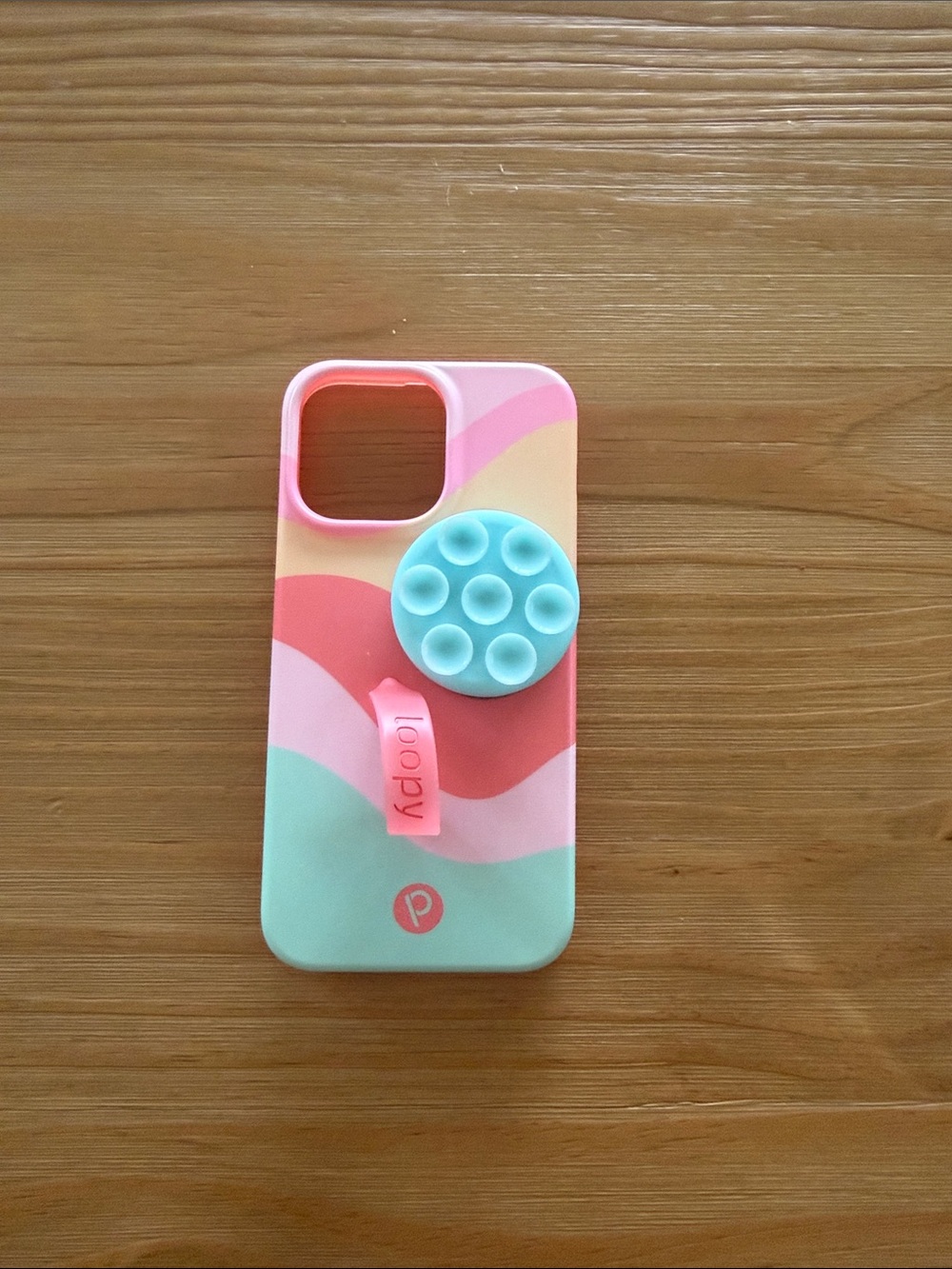 Loopy Case Pastel Wave in Pink and Mint with Pop Grip IPHONE 14 pro max